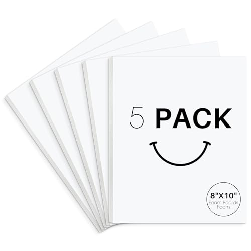 Golden State Art, Acid Free 5 Pack 8x10 White Foam Boards Foam Core Poster Board, 1/8'' Thick Polystyrene Foam Sheet for Projects, Mounting, Crafts, Art and Presentations - color: White, size: 8x10