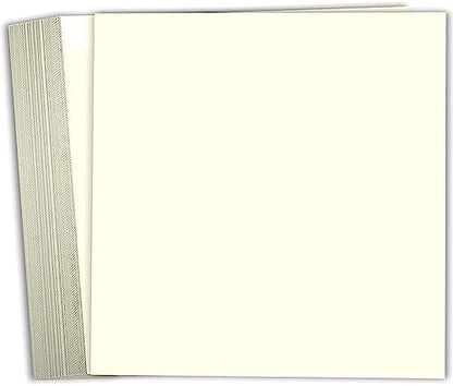 Hamilco 8x8 Cream White Scrapbook Cardstock Paper 100lb Cover Card Stock 100 Pack - size: 8" x 8"
