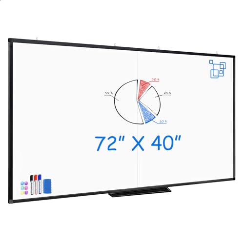 White Board Dry Erase 72x40, Large Magnetic Whiteboard Maxtek Dry Erase Boards for Wall, Aluminum Presentation Wall-Mounted Marker Board with a Long Pen Tray for School, Classroom, Office & Home - size: 72"W x 40"H, style: Style A