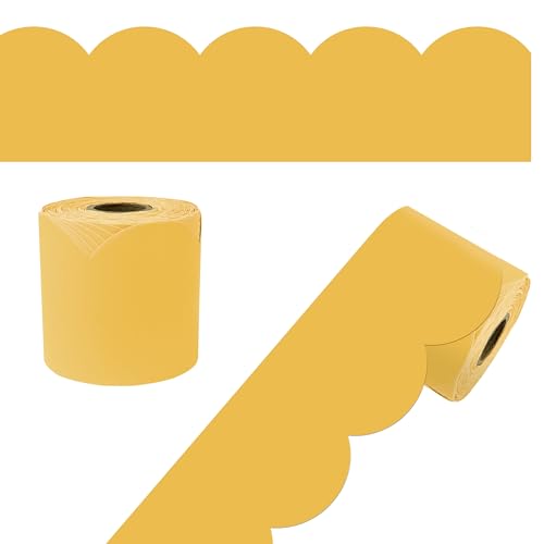 Carson Dellosa 65Ft of Goldenrod Yellow Green Bulletin Board Borders, 1 Roll of Mango Scalloped Trim for Rolling Whiteboard, Cork and Posterboard, Party, Office Decorations, and Classroom Decor - color: Goldenrod, style: Scalloped