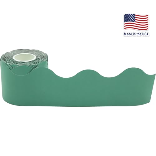 Teacher Created Resources Eucalyptus Green Scalloped Rolled Border Trim - 50ft - Decorate Bulletin Boards, Walls, Desks, Windows, Doors, Lockers, Schools, Classrooms, Homeschool & Offices