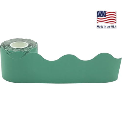 Teacher Created Resources Eucalyptus Green Scalloped Rolled Border Trim - 50ft - Decorate Bulletin Boards, Walls, Desks, Windows, Doors, Lockers, Schools, Classrooms, Homeschool & Offices