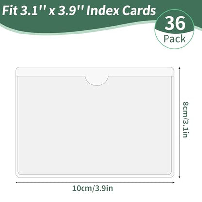 NIUBIER Storage Bin Labels, 36 Pcs Clear Adhesive Pockets for 3×3.5 in Card | Removable Tote Label Stickers, Index Card Holder for Tote Box Bins Cabinet, Plastic Label Holders, Waterproof, Sticky Backing - size: 3.1×3.9 inch