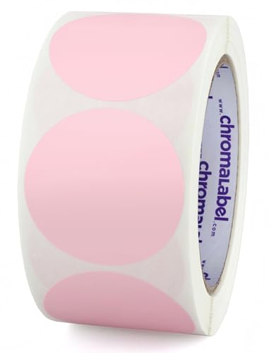 ChromaLabel 2 Inch Round Label Permanent Color Code Dot Stickers, 500 Labels per Roll, Pink - color: Pink, size: 2"