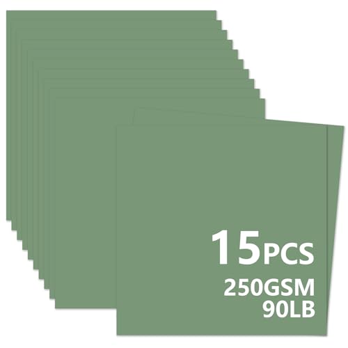 15 Sheets Sage Green Cardstock 12"x12",250gsm/90lb Heavyweight Cover Cardstock Paper, Thick and Smooth Card Stock Perfect for Card Making, Scrapbooking and Crafts (Sage Green) - color: Sage Green