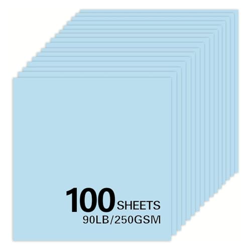 100Sheets Light Blue Cardstock Paper, 12x12 Card stock for Cricut, Thick Construction Paper for Card Making, Scrapbooking, Craft 90 lb / 250 gsm - color: Light Blue