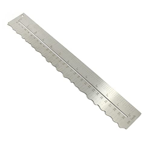 Stainless Steel Metal Paper Tearing Ruler Craft Ruler for Cutting Paper to Wavy Line Jagged and Irregular Edges 12'' Measuring Tool for Engineering School Office Architect and Drawing - style: H