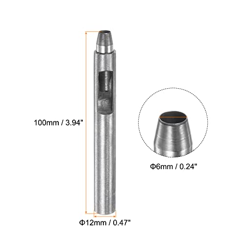 HARFINGTON Leather Hole Punch 6mm Straight Round Punch Grommet Snap Rivet Setter for Leather Craft Clothing Handbag Fabric Curtain - size: 6mm