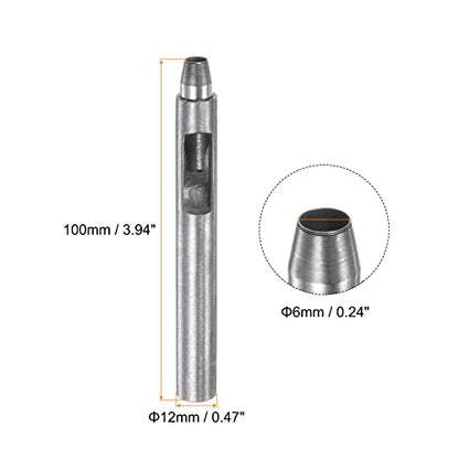 HARFINGTON Leather Hole Punch 6mm Straight Round Punch Grommet Snap Rivet Setter for Leather Craft Clothing Handbag Fabric Curtain - size: 6mm