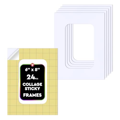 Hygloss Sticky Collage Frames - 24 Pack 6” x 8” Self Stick Collage Boards for Kids - Peel & Stick Mounting Boards for Art Projects, School Crafts, Classrooms, and DIY Displays - size: 24-Pcs, style: Frame 6” x 8”