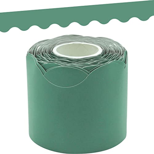 Teacher Created Resources Eucalyptus Green Scalloped Rolled Border Trim - 50ft - Decorate Bulletin Boards, Walls, Desks, Windows, Doors, Lockers, Schools, Classrooms, Homeschool & Offices