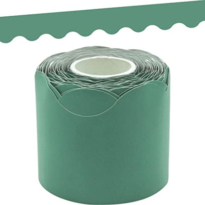 Teacher Created Resources Eucalyptus Green Scalloped Rolled Border Trim - 50ft - Decorate Bulletin Boards, Walls, Desks, Windows, Doors, Lockers, Schools, Classrooms, Homeschool & Offices