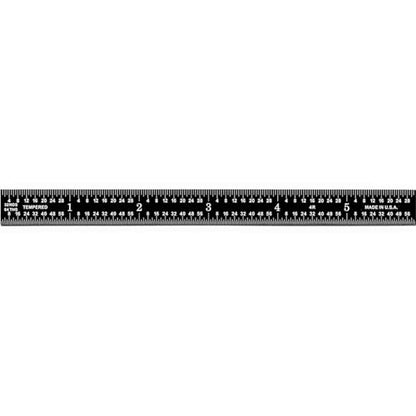 PEC Tools 12" Stainless Steel Flexible Metal Ruler with Black Chrome Finish, 4R Graduaction (1/8", 1/16", 1/32", 1/64"), High-Contrast Imperial Machinist Rule, Easy to Read, Made in USA - color: Black Chrome-Flexible, size: 12"