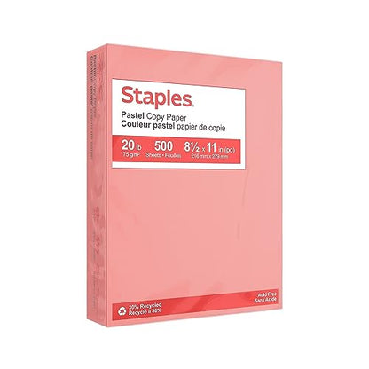 Staples Pastel Colored Copy Paper 8 1/2-Inch X 11-Inch Salmon 500/Ream, For Office, School & Home - style: Salmon