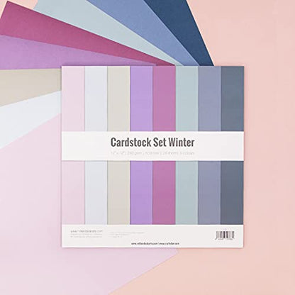 Craftelier - Cardstock Set Winter | Pack of 24 Double Sided Cardstock for Card Making, Scrapbooking and Craft Projects | Weight 240 grams | Size 30,48 cm x 30,48 cm (12" x 12") - color: Winter, size: 12" x 12"