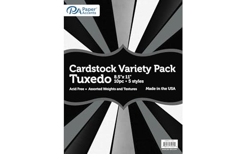 Accent Design Paper Accents Variety Pack, Tuxedo Cardstock, 10 Sheets, 8.5x11 Inch, Coordinated Colors, Scrapbooking Cards and Crafts - color: Tuxedo