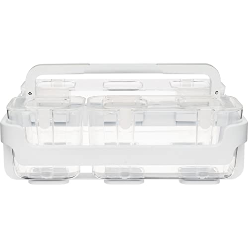 deflecto Stackable Caddy Organizer with S, M and L Containers, Plastic, 10.5 x 14 x 6.5, White Caddy/Clear Containers