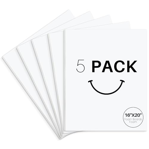 Golden State Art 16x20 White Foam Boards 1/8" Thickness 5 Pack | Acid Free, Warp-Resistant, Polystyrene, For Modeling, Projects, Drawing, Pictures, Decorations & Craft Display - color: White, size: 16x20