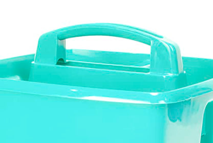 Storex 3-Compartment Small Caddy – Multipurpose Classroom Organizer with Handle, Aquamarine, 6-Pack (00952A06C)