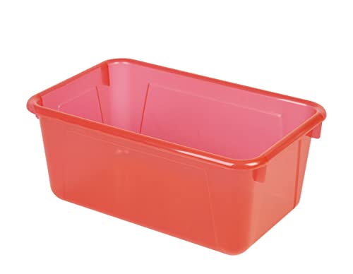 Storex Small Cubby Bin, 12.2 x 7.8 x 5.1 Inches, Candy Red, 5-Pack (62475U05C) - color: Tint Red, style: Bin Only