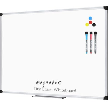 XBoard Magnetic Dry Erase Whiteboard 48 x 36 Inch, 4' x 3' Premium White Board for Wall with Marker Tray, Silver Aluminum Frame Presentation Board for Home Office Classroom - size: 48"W x 34.6"H