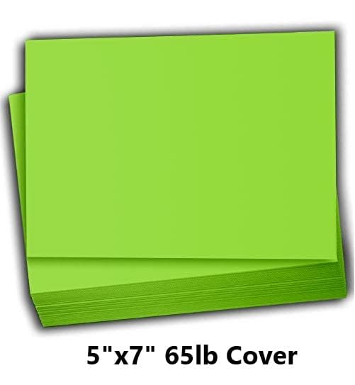 Hamilco Colored Scrapbook Cardstock Paper 5x7 Card Stock Paper 65 lb Cover 100 Pack (Pear Green) - color: Pear Green