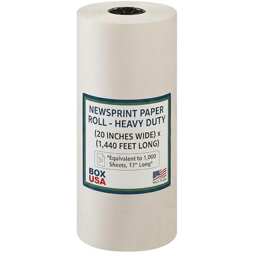 Box USA Packing Paper Roll 20" x 1400ft (1,000 Sheets 17" Equivalent) - Newsprint Paper for Shipping, Storage and Moving Supplies, White - size: 20"