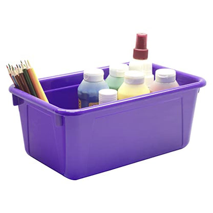 Storex Small Cubby Bins – Plastic Storage Containers for Classroom, 12.2 x 7.8 x 5.1 inches, Purple, 5-Pack (62419U05C) - color: Purple, style: Bin Only