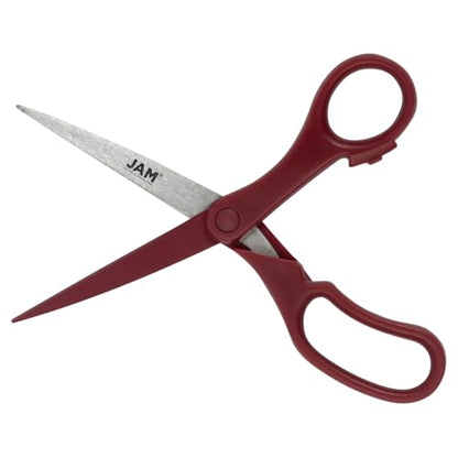 JAM PAPER Multi-Purpose Precision Scissors - 8 Inch - Burgundy - Ergonomic Handle & Stainless Steel Blades - Sold Individually - color: Burgundy, size: Standard (8 Inch)