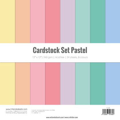 Craftelier - Cardstock Set Pastel | Pack of 24 Double Sided Cardstock for Cardmaking, Scrapbooking and Craft Projects | Weight 240 grams | Size 30,48 cm x 30,48 cm (12" x 12") - color: Pastel, size: 12" x 12"