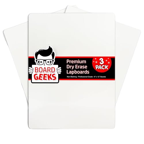 Board Geeks Mini Dry Erase Board for Kids, 3-Pack - 9x12-Inch Small White Boards for Students and Teachers - Double-Sided, Portable, and Easy-to-Clean Writing Boards for Classroom, Office, or Home - size: 3 Pack (12"W x 9"H)