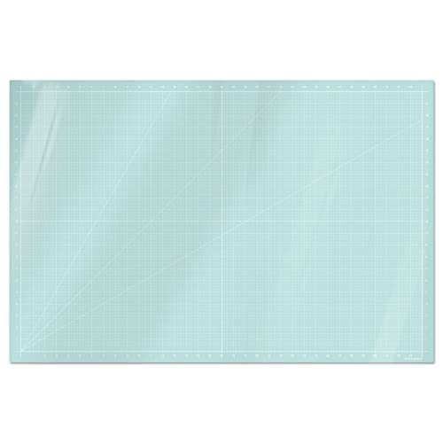 GLASSBOARD STUDIO Glass Craft Mat - Magnetic, Heat & Scratch Resistant, Stain-Proof for Crafting, Cutting, Painting, Mixed Media Artwork - Grid Lines, Non-Slip Rubber Feet (Aqua 24”W x 36”L) - color: Aqua, size: 24"L x 36"W