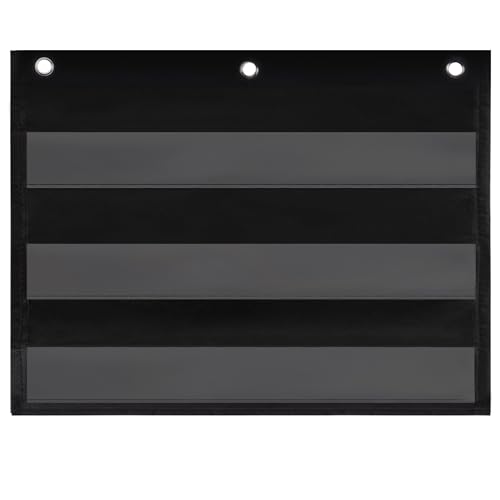 Essex Wares - 17" Wide x 11" Tall Pocket Chart, Black - Sturdy Pocket Chart for Classroom for Sentence Strips - Easy to Use & Hang, Reusable Black Pocket Chart - size: 17Wx11L