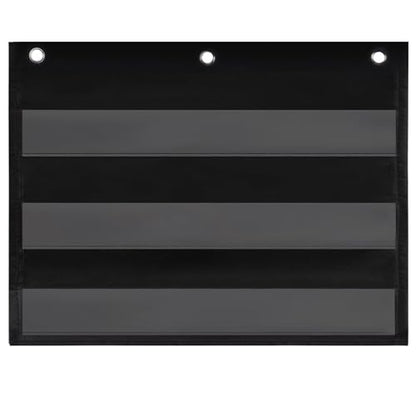 Essex Wares - 17" Wide x 11" Tall Pocket Chart, Black - Sturdy Pocket Chart for Classroom for Sentence Strips - Easy to Use & Hang, Reusable Black Pocket Chart - size: 17Wx11L