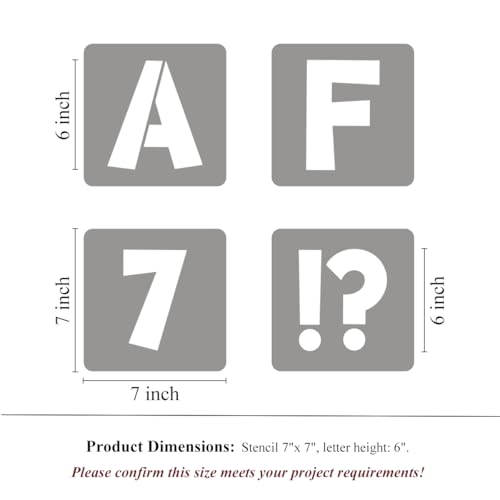 6 Inch Letter Stencils for Painting - 42 Pack Alphabet Letter and Number Stencil Templates with Signs for Painting, Reusable Letters Numbers Stencils for Chalkboard Wood Crafts & Wall Decor - size: 6 Inch