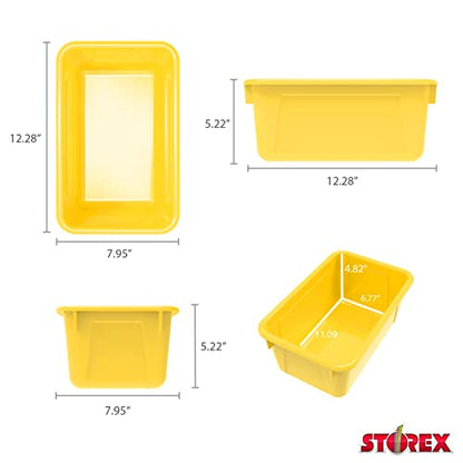 Storex Small Cubby Bins, Pack of 5, 12.2 x 7.8 x 5.1 Inches, Yellow (62410U05C) - color: Yellow, style: Bin Only