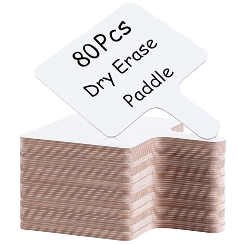 80 PCS 8 x 10 Inch Dry Erase Paddle, Handheld Wooden White Board Double Sided Dry Erase Signs Auction Paddles for Students Classroom Office Meeting Voting Answers Shower Games Party (80)