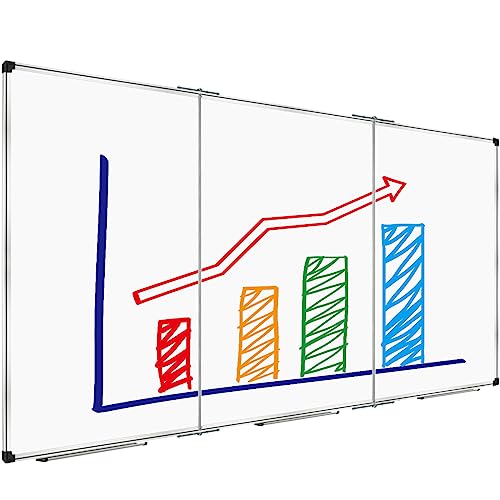 XBoard Magnetic Whiteboard 96 x 48 Inch, Giant Foldable Dry Erase White Board for Wall with Marker Tray 8' x 4' | Aluminum Frame Presentation Board - size: 96"W x 47"H