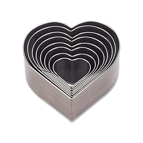 PH PandaHall 8 pcs High Carbon Steel One Hole Hollow Punch Cutter Set, 8 Sizes Heart Leather Die Cutter Tool Cutting Punching Die for Handmade DIY Leather Craft - color: Heart, size: 8 Sizes (20-55mm)