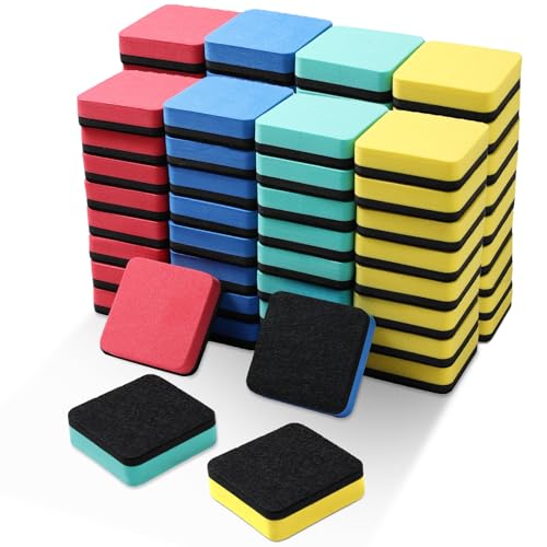 XKDOUS 72 Pack Mini Dry Erase Eraser, Small Magnetic Whiteboard Eraser for Kids (4 Color, 2 x 2 Inch) - color: 72pcs 4colors