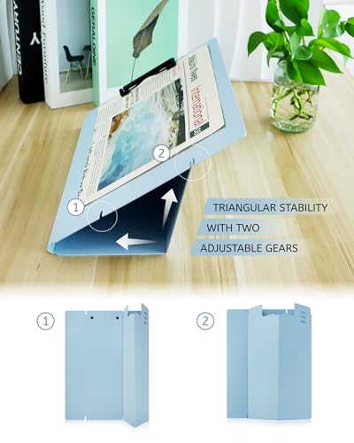 Free Standing Clipboard and Desktop Stand with Adjustable Buckles Easel Back - Foldable Stand and Document Holder for School, Office and Business Use (9.37 x 12.6 inches) (Blue) - style: Blue
