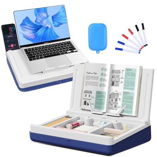Lap Desk with Storage Cushion - Washable Portable Writing Lap Desk for Laptop with iPad Slot Magnetic WhiteBoard for Home Office Couch Bed - Fits Up to 15.6 Inch Laptop