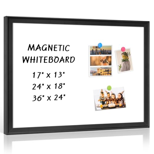 Magnetic White Board for Wall, 36" x 24", Decorative Wooden Frame, Black | Dry Erase Board, Wall Mounted, Aesthetic Writing Board for Home, Office, School - color: Black, size: 36"W x 24"H