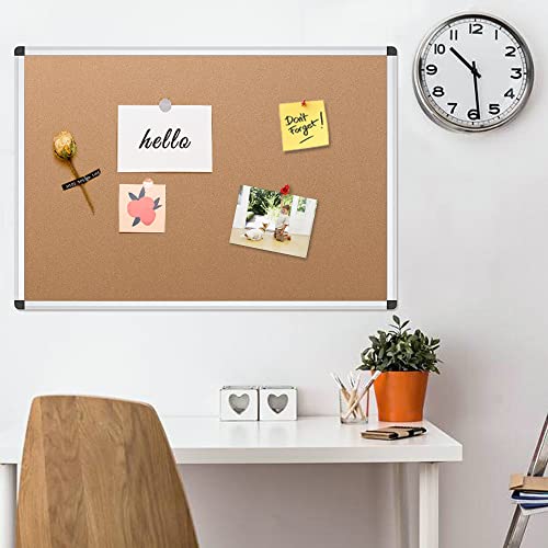 VIZ-PRO Cork Notice Board, 36 X 24 Inches, Pack of 2, Silver Aluminium Frame - size: 2 Pack 36 X 24 Inches