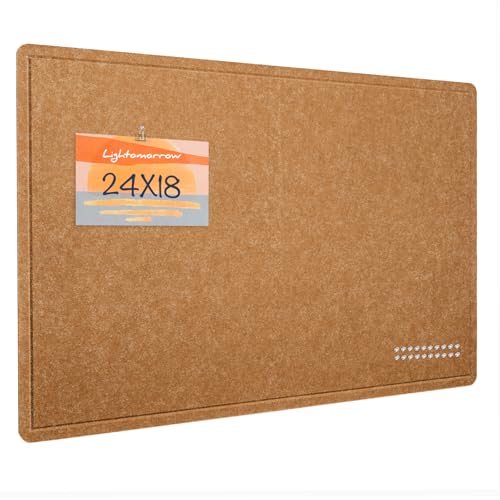 Bulletin Board, 24 x 18 inches Felt Board Decorative Pin Board, Cork Board Alternative for Wall, Foldable Photo Board Self-Adhesive Vision Board Mood Board with 20 Pushpins - Apricot - color: Apricot, size: 24×18 inches