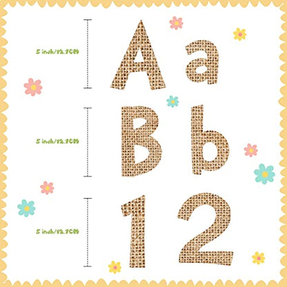 Tenare 134 Pieces 5 Inch Bulletin Board Letters Alphabet Numbers Letters Combo Set Cutouts for Bulletin Board Display Home Back to School Decor(Burlap Style) - style: Burlap Style
