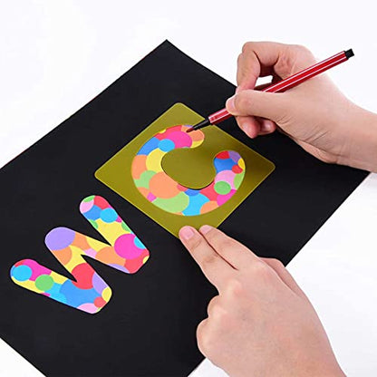 TecUnite 26 Pieces Alphabet Stencils Set Plastic Letter Stencils for Painting Learning, DIY Craft Decoration (5 x 5 Inches) - size: 5 x 5 Inches
