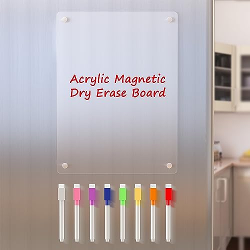Neatsure Acrylic Magnetic Dry Erase Board for Fridge, Clear Whiteboard for Refrigerator, Notepad Memo to Do/Grocery List White Board, w/ 8 Colors Markers, 12"x9" - size: 12"x9", style: Memo
