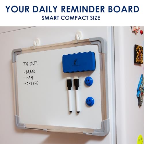 Whiteboard Set - 15 x 12 in Dry Erase Board with 1 Magnetic Dry Eraser, 4 Dry Wipe Markers and 4 Magnets - Small White Board Wall Hanging Marker Board for Home and Office (15x12) - size: 15x12" Landscape