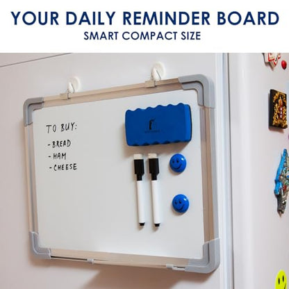 Whiteboard Set - 15 x 12 in Dry Erase Board with 1 Magnetic Dry Eraser, 4 Dry Wipe Markers and 4 Magnets - Small White Board Wall Hanging Marker Board for Home and Office (15x12) - size: 15x12" Landscape